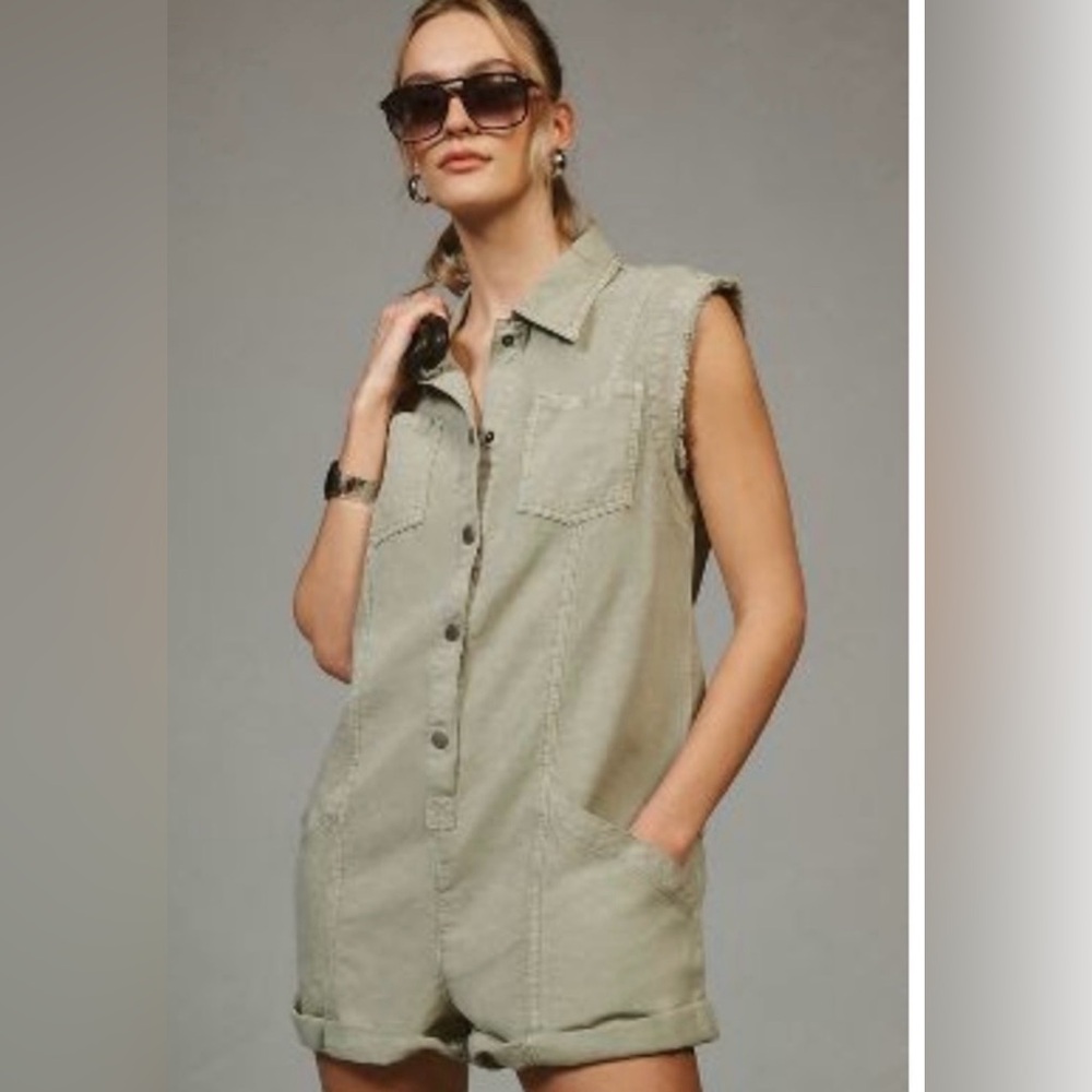 Pilcro Sleeveless Button-Up Romper